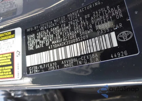 2025 Toyota Camry Se from USA, damaged, VIN 4T1DAACK3SU095209